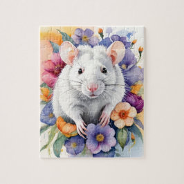 Puzzle Retrato de mascota de familia de ratón rata blanca