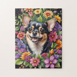 Puzzle Retrato de mascota de perro Chihuahua feliz en acu