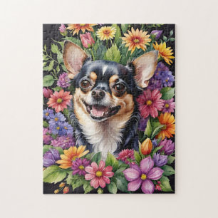 Puzzle Retrato de mascota de perro Chihuahua feliz en acu