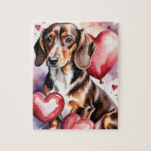 Puzzle Retrato de mascota de perro Dachshund acuarela San