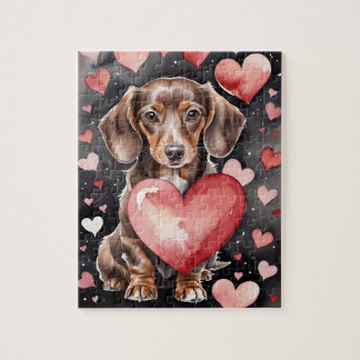Puzzle Retrato de mascota de perro Dachshund Acuarela San