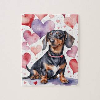 Puzzle Retrato de mascota de perro Dachshund acuarela San