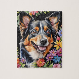 Puzzle Retrato de mascota de perro de montaña bernés en a