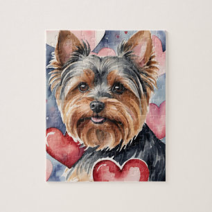 Puzzle Retrato de mascota de perro Yorkie acuarela San Va