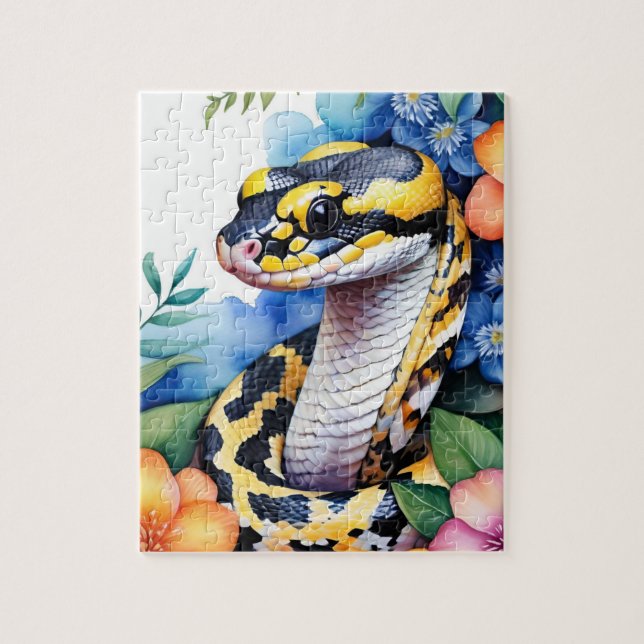 Puzzle Retrato de mascota familiar de serpiente pitón bol (Vertical)