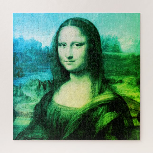 Puzzle Retrato de Mona Lisa| Azul verde (Vertical)