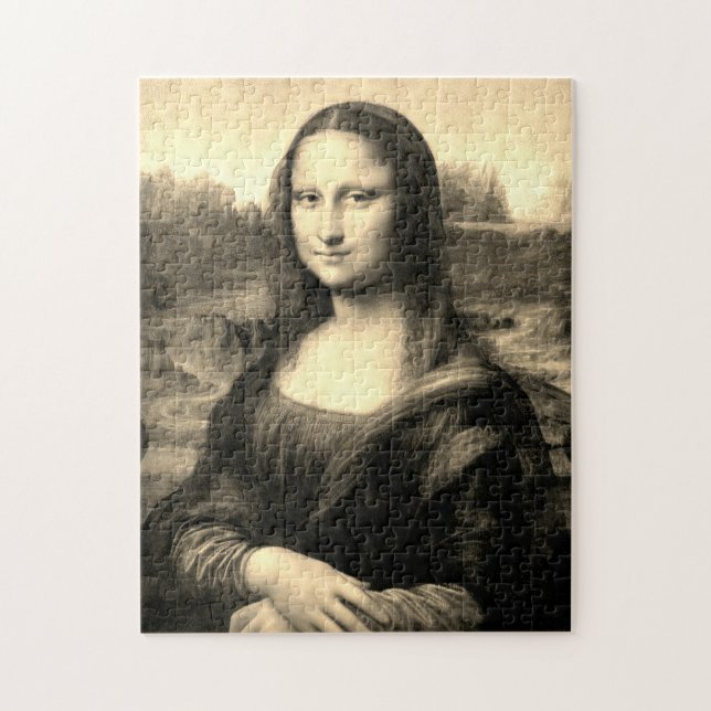 Puzzle Retrato de Mona Lisa | Sepia Brown (Vertical)