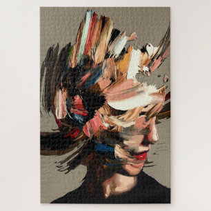 Puzzle Retrato de mujer abstracto con pinceladas expresiv