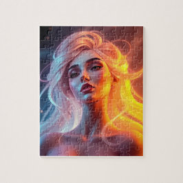 Puzzle retrato de mujer brillante real - arte de fantasía