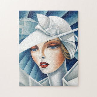 Puzzle Retrato de mujer de ojos azules de cubismo Art déc
