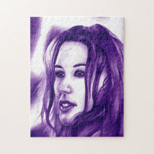 Puzzle Retrato de mujer gente púrpura Arte original