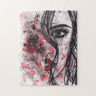 Puzzle Retrato de niña abstracto grunge gótico arte de lí