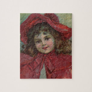 Puzzle Retrato de niña victoriana de Navidad con sombrero