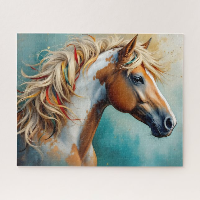 Puzzle Retrato de Palomino Paint Mustang (Horizontal)