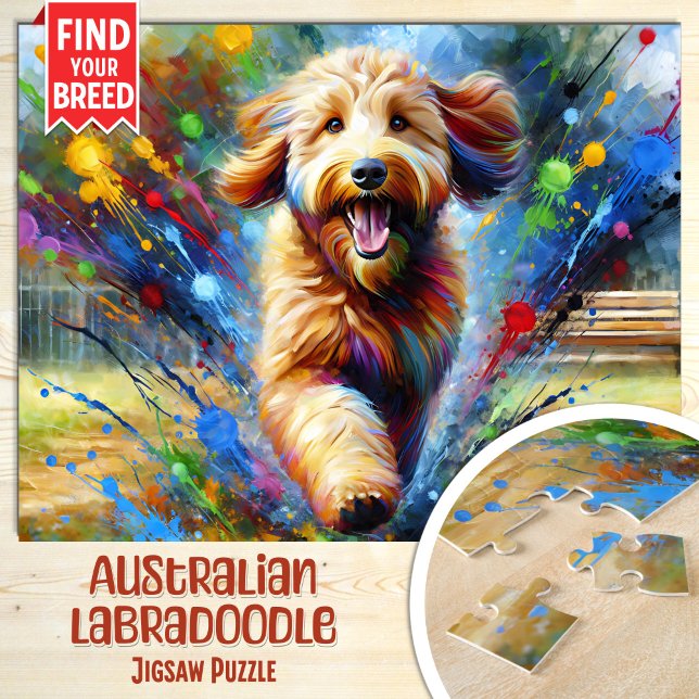 Puzzle Retrato de perro Australian Labradoodle Arte acríl (Subido por el creador)