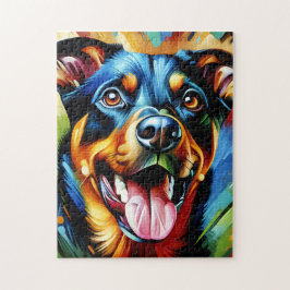 Puzzle Retrato de perro Beauceron Impresión de arte acríl