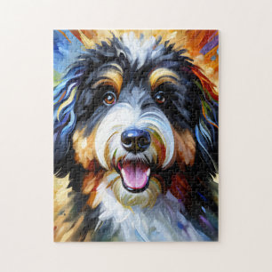 Puzzle Retrato de perro Bernedoodle Impresión de arte acr