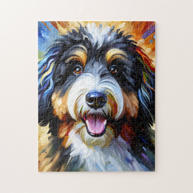 Puzzle Retrato de perro Bernedoodle Impresión de arte acr (Vertical)