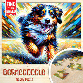 Puzzle Retrato de perro Bernedoodle Impresión de arte acr