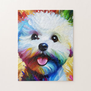 Puzzle Retrato de perro Bichon Frise Impresión de arte en