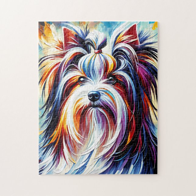 Puzzle Retrato de perro Biewer Terrier Impresión de arte  (Vertical)