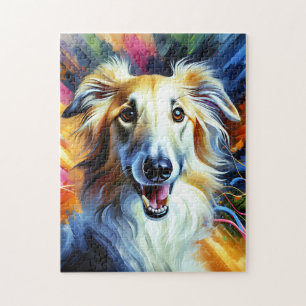 Puzzle Retrato de Perro Borzoi Impresión de Arte Acrílico