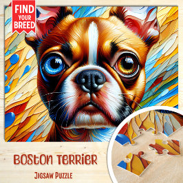Puzzle Retrato de perro Boston Terrier Impresión artístic