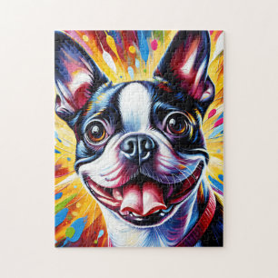 Puzzle Retrato de perro Boston Terrier Impresión artístic