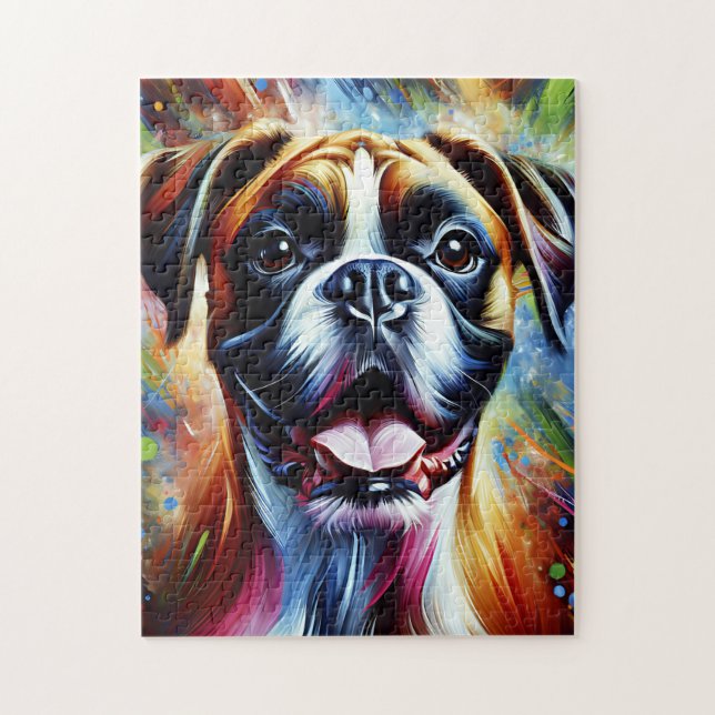 Puzzle Retrato de Perro Boxer Impresión de Arte Acrílico  (Vertical)