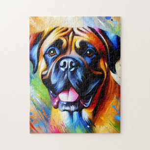 Puzzle Retrato de perro Bullmastiff Impresión de arte en