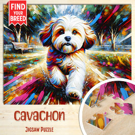 Puzzle Retrato de perro Cavachon Impresión de arte acríli