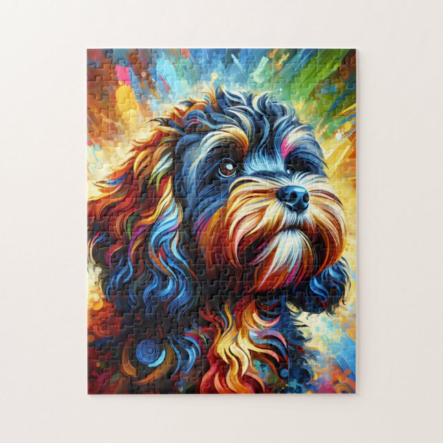 Puzzle Retrato de perro Cockapoo Impresión de arte acríli (Vertical)