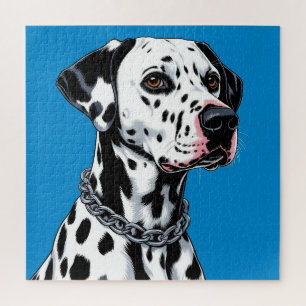 Puzzle Retrato de perro dálmata sobre fondo azul