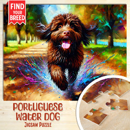 Puzzle Retrato de perro de agua portugués de arte acrílic