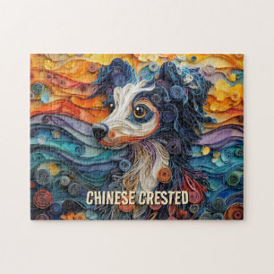 Puzzle Retrato de perro de arte de quilling Crestado Chin