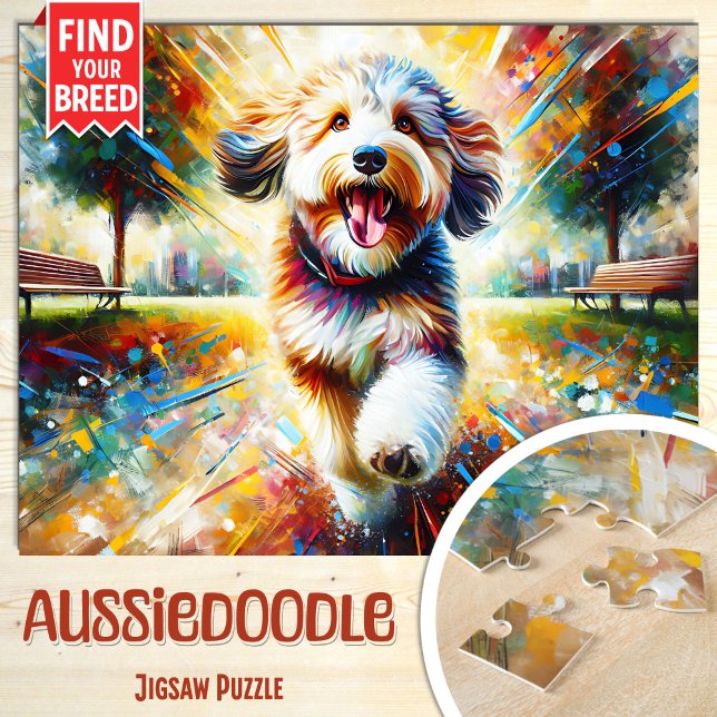 Puzzle Retrato de perro de Aussiedoodle Arte Acrílico Per (Subido por el creador)