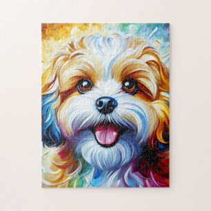Puzzle Retrato de perro de Cavachon Arte Acrílico Imprimi