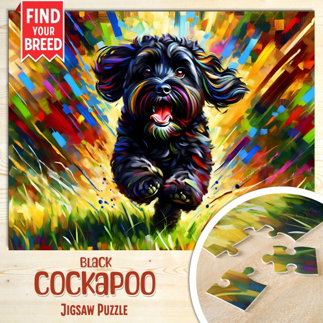 Puzzle Retrato de perro de Cockapoo negro de arte acrílic (Subido por el creador)