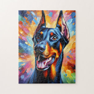 Puzzle Retrato de perro de Doberman Pinscher con arte acr