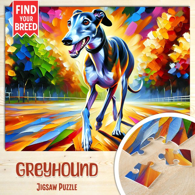 Puzzle Retrato de perro de Greyhound Arte Acrílico Imprim (Subido por el creador)