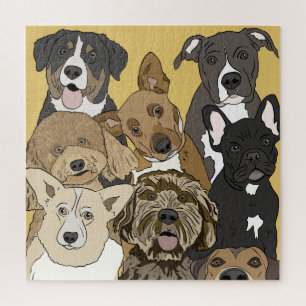 Puzzle Retrato de perro de grupo   Tema del perro lindo