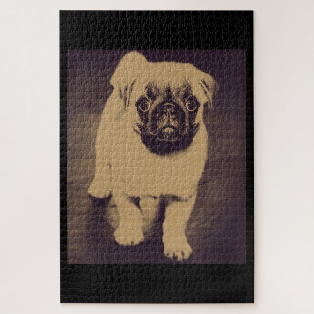 Puzzle Retrato de perro de pug cuta (Vertical)