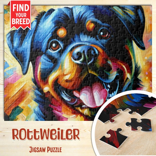Puzzle Retrato de perro de Rottweiler Arte Acrílico Perro (Subido por el creador)
