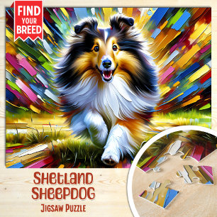 Puzzle Retrato de perro de Sheepdog Shetland Arte acrílic