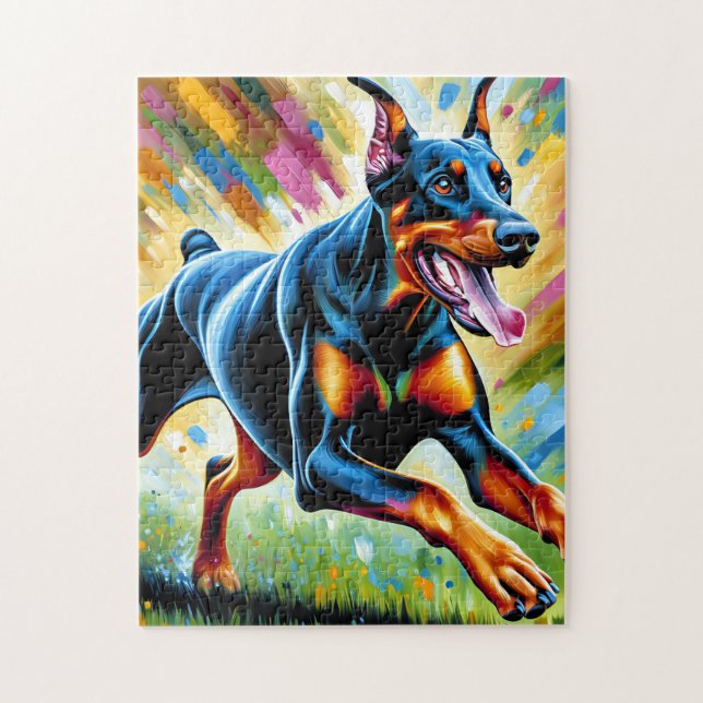 Puzzle Retrato de perro Doberman Pinscher Impresión de ar (Vertical)