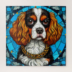Puzzle Retrato de perro en vidrio emplomado
