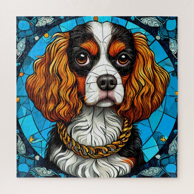 Puzzle Retrato de perro en vidrio emplomado (Vertical)