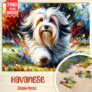 Puzzle Retrato de perro Havanese   Impresión de arte acrí