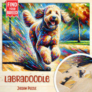 Puzzle Retrato de perro Labradoodle Impresión de arte acr