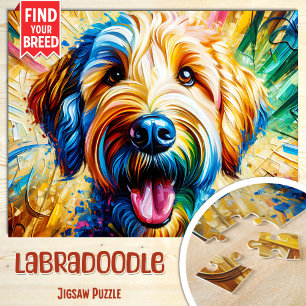 Puzzle Retrato de perro Labradoodle Impresión de arte en 